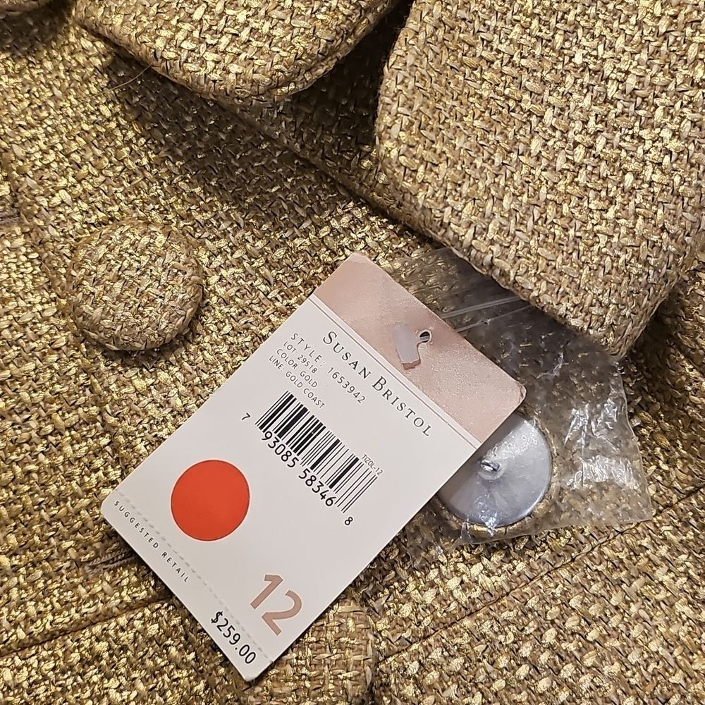 SUSAN BRISTOL Gold‎ Coast Wool Blend Vintage Blazer Size 12 - Picture 8 of 8